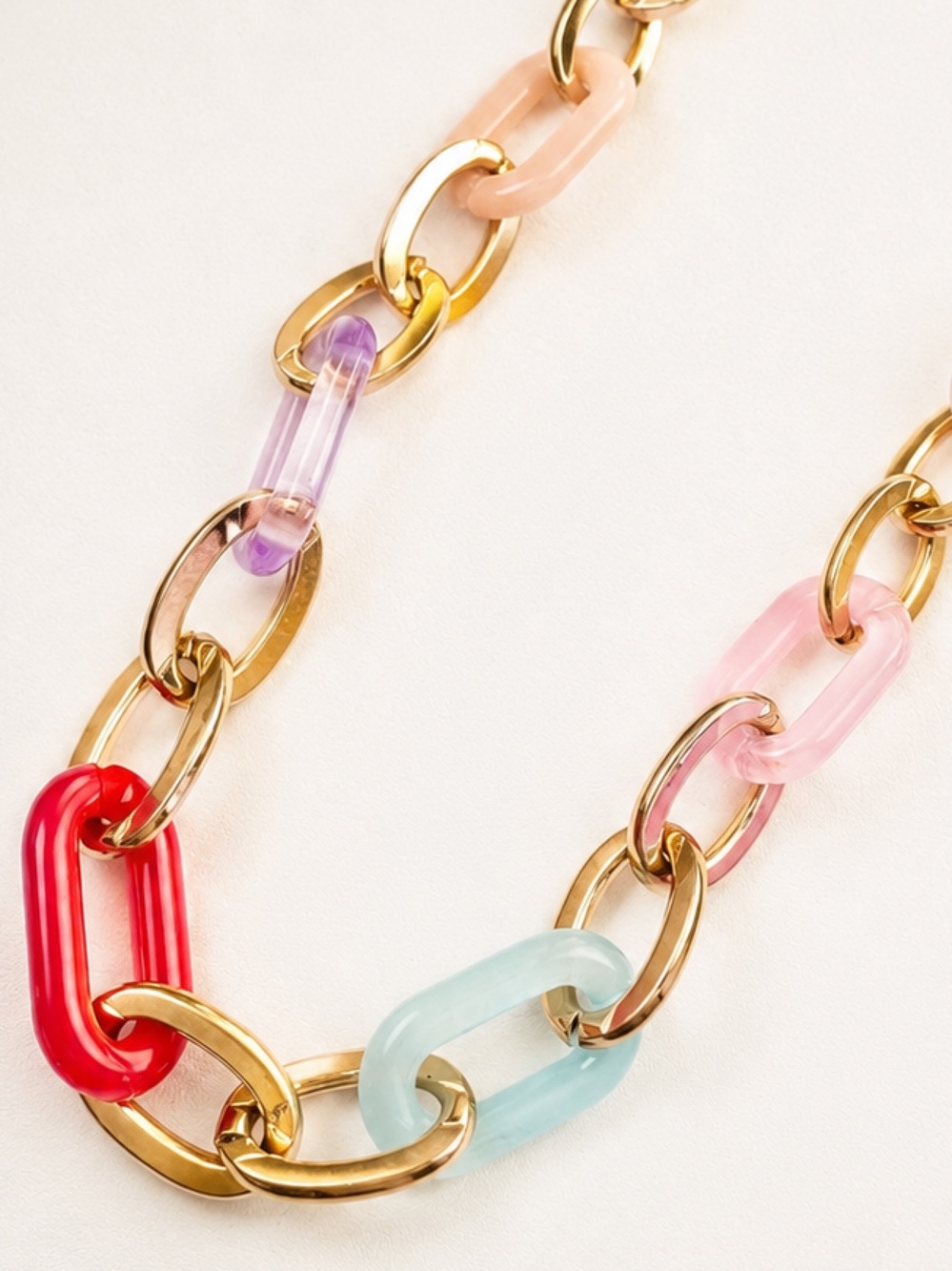Gold Link Bracelet with Pastel Acrylic Accents